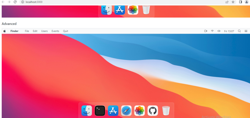 PrimeReact UI Component Dock with menu item